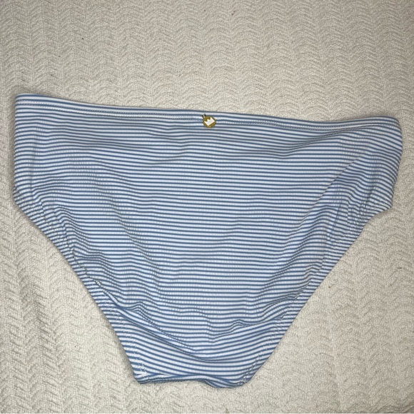crown & ivy / light blue and white striped ruffled seersucker bikini size small - Picture 4 of 8